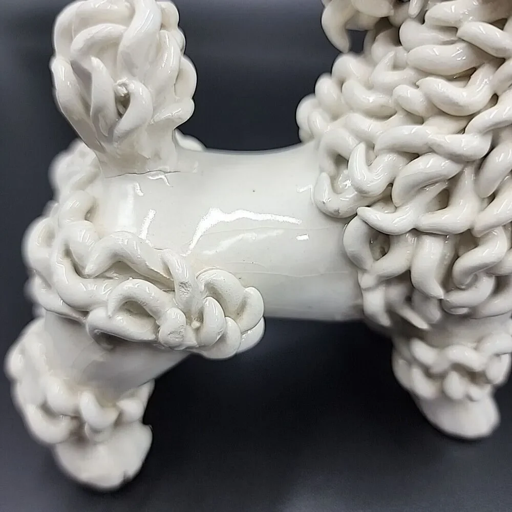 VTG Spaghetti Art French Female Poodle Dog Ceramic MCM Italy Anthropomorphic